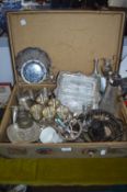 Vintage Suitcase Containing EPNS Goblets, Claret J