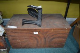 Small Victorian Pine Trunk, and a Cast Iron Shoe L