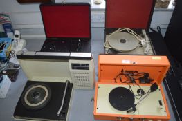 Four Vintage Portable Record Players