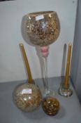Glass Paperweights, Candlesticks, etc.