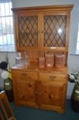 Solid Pine Dresser with Lead Glass Cabinet