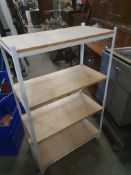 * 4 tier shelving unit on castors 810w x 420d x 1380h