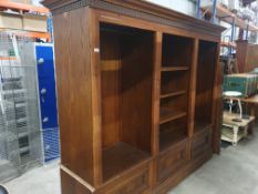 * Large solid wooden bookcase/display unit - with 2 hanging rails 2400w x 600d x 2050h