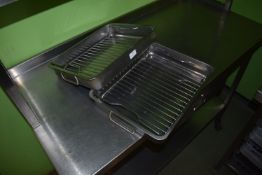 *Two Stainless Steel Roasting Dishes with Trivets