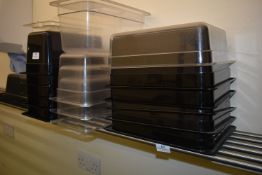 *Assorted Plastic Refrigerated Servery Unit Inserts with Covers 15pcs