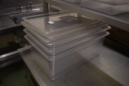 *Three Gastronorm Size Plastic Refrigerated Servery Inserts with Covers