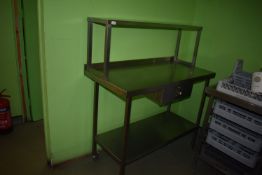 *Stainless Steel Mobile Preparation Table with Drawer, Upstand to Rear, Shelf Unit, and Undershelf