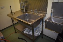 *Stainless Steel Commercial Sink Unit with Lefthand Drainer, Lever Taps, and Undershelf 120x64cm