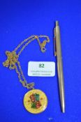 Parker Rolled Gold Pen, plus Commemorative 1950 Half Crown Pendant