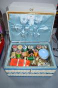 Vintage Sewing Basket and Contents