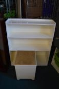 White Painted Bookshelves and Storage Stool