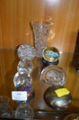 Glass Paperweights and a Vase