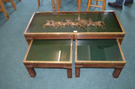 1970's Nesting Coffee Table Set with Horse Design
