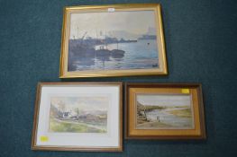 Two Oil on Board Coastal Scenes, plus Signed Water