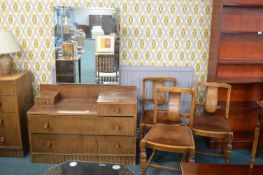 Retro Mirror Backed Dressing Table and Three Chair
