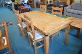 Solid Pine Dining Table with Four Chairs