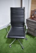 *Contemporary Style Office Chair on Chrome Frame with Stitched Faux Leather Upholstered Seat and