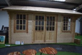 *Willerby Garden Lodge 14ft x 10ft Built Using 44mm Interlocking Logs with Glazed Windows to Front