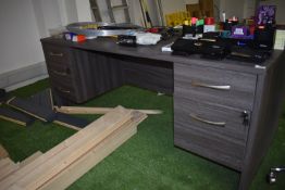 *Double Pedestal Desk in Grey Wood Finish