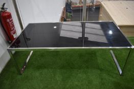 *Contemporary Style Smoked Glass & Chrome Table