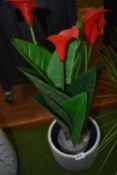 *Artificial Red Lilly in Planter