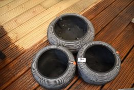 *Three Grey Plastic Planters