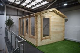 *Wooden Garden Lodge with Widows to Front and Side Elevations, and Apexed Roof, ~9ft x ~13ft