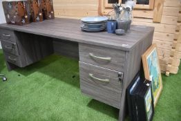 *Double Pedestal Office Desk in Grey Woodgrain Finish