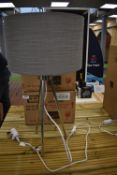 *Contemporary Style Table Lamp with Grey Shade (boxed)