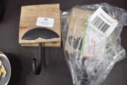 *Five Novelty Moustache Coat Hooks