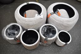 *Eight White Plastic Planters