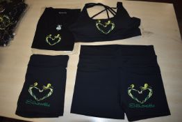 *Silhouette Black Sports Bra, Vest & 2x Shorts Size: L