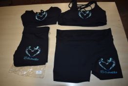 *Two Silhouette Black Sports Bras & Shorts Sets Size: XL