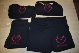 *Two Silhouette Black Sports Bras & Shorts Sets Size: XL