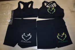 *Two Silhouette Black Sports Bras & Shorts Sets Size: M