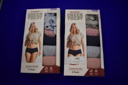 *Two Green Treat Ladies Briefs 5pk Size: XS