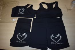 *Two Silhouette Black Sports Bras & Shorts Sets Size: M