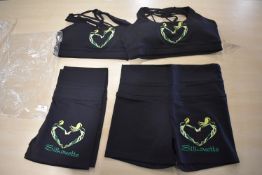 *Two Silhouette Black Sports Bras & Shorts Sets Size: M