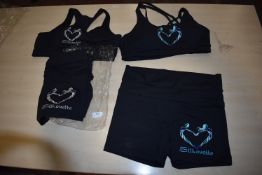 *Two Silhouette Black Sports Bras & Shorts Sets Size: L
