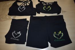 *Two Silhouette Black Sports Bras & Shorts Sets Size: XL