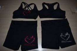 *Two Silhouette Black Sports Bras & Shorts Sets Size: S
