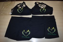 *Two Silhouette Black Sports Bras & Shorts Sets Size: M