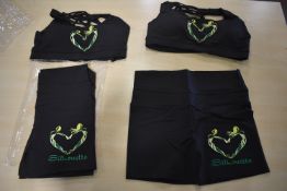 *Two Silhouette Black Sports Bras & Shorts Sets Size: M