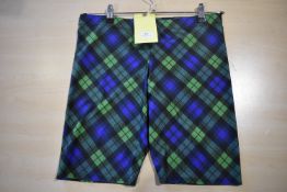 *Blue & Green Checked Unisex Yoga Shorts Size: M