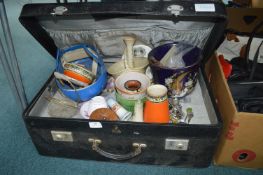 Suitcase and Contents Pottery Items, etc.