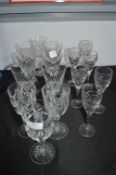 Cut Lead Crystal Wine Glasses etc.
