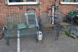 Green Metal Garden Swing Seat and Four Stackable M