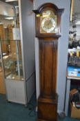 Oak Cased Grandmother Clock with Brass Face 
