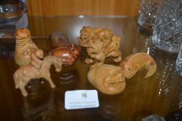 Carved Wooden Japanese Animals and Netsuke