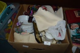 Box of Assorted Household Goods, Pottery, etc.